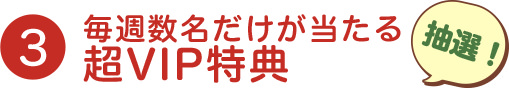 3 毎週数名だけが当たる 超VIP特典 抽選!